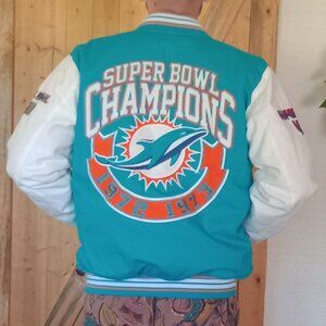 G-III Sports by Carl Banks Aqua Miami Dolphins Spike Varsity Snap button up (M)